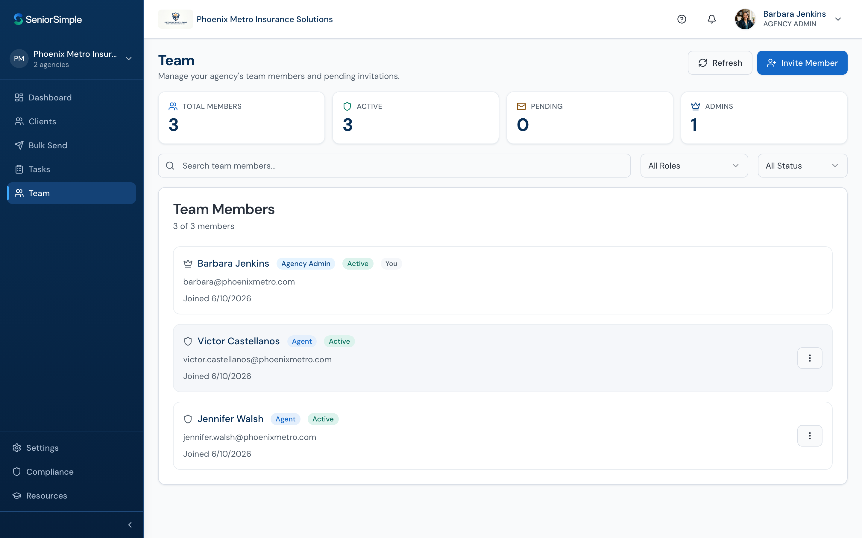 Team members and roles